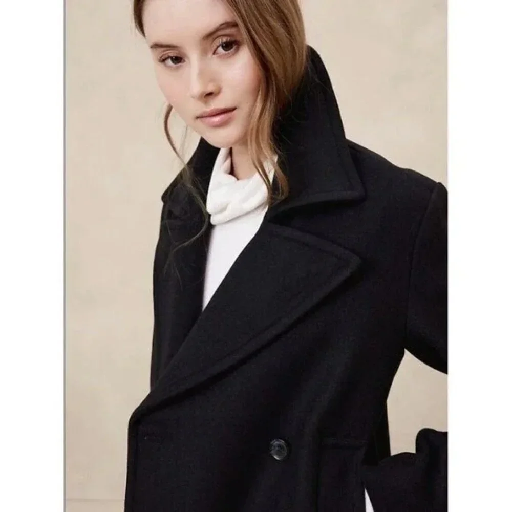 Banana Republic Factory Wool-Blend Peacoat size XS Navy